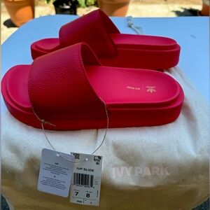 Ivy Park Slides, Unisex, Red, Never Worn